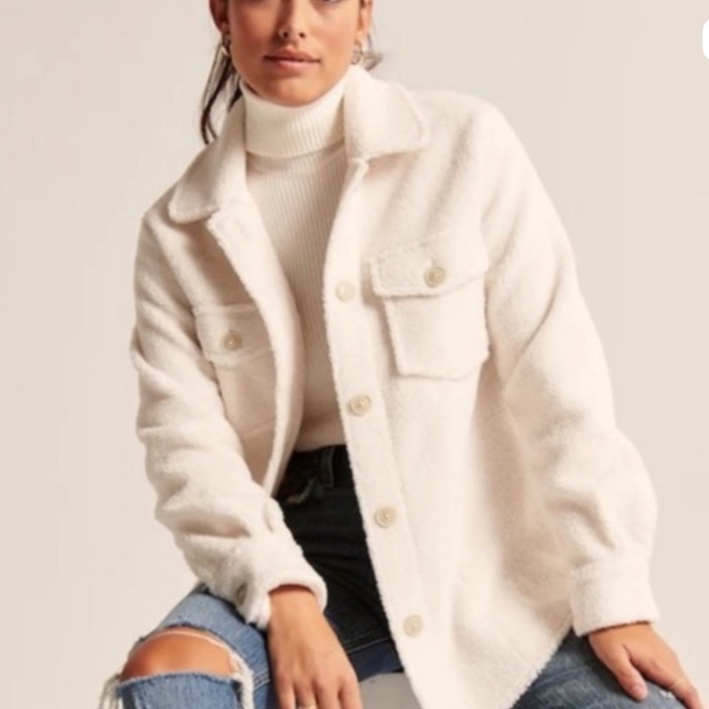 Abercrombie & Fitch Cream Sherpa Jacket